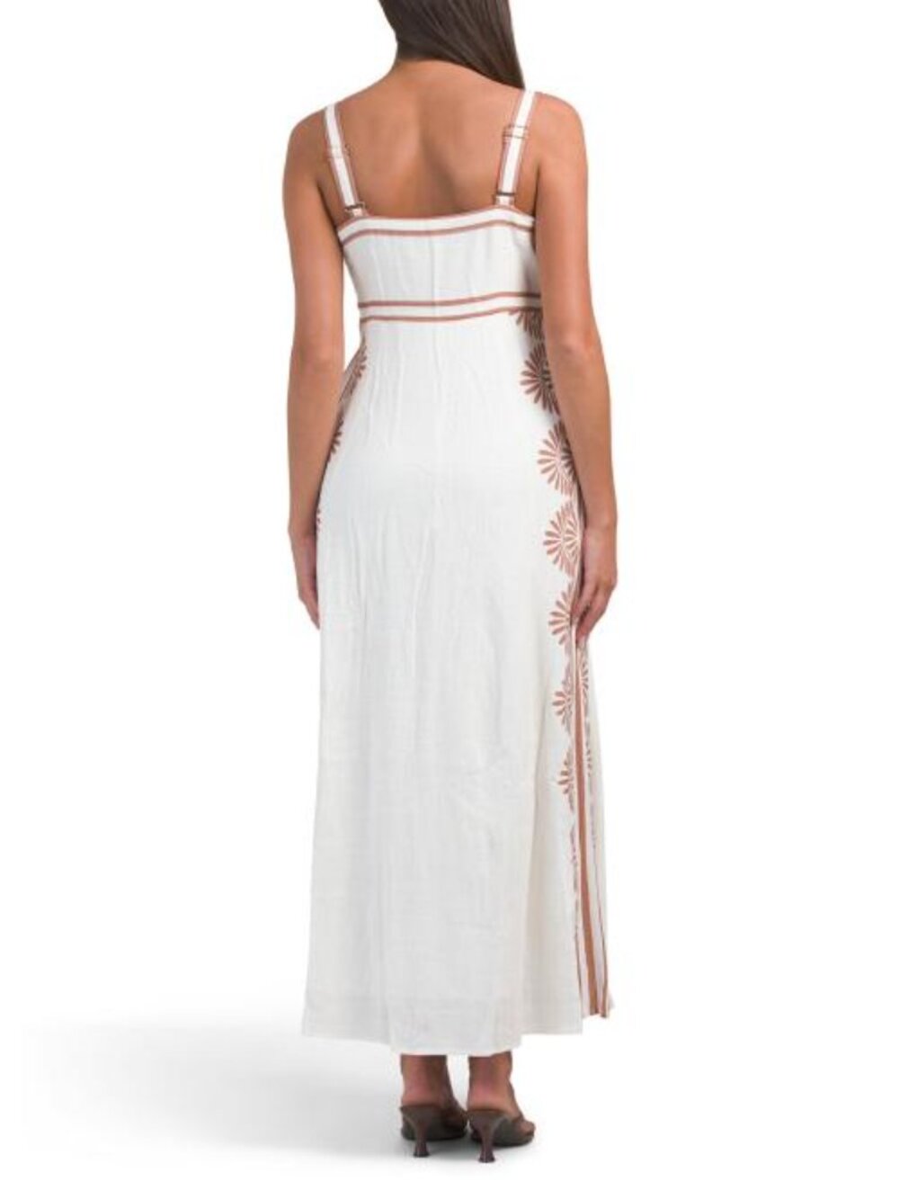 WHITE CLOSET Linen Blend Sleeveless Placed Floral Maxi Dress - Picture 2 of 5